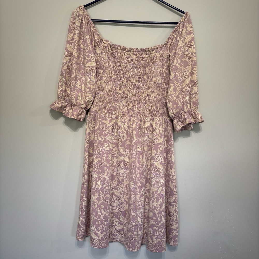 Wayf Pink Puff Sleeve Midi Sundress